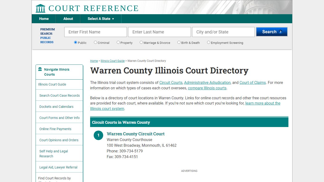 Warren County Illinois Court Directory | CourtReference.com