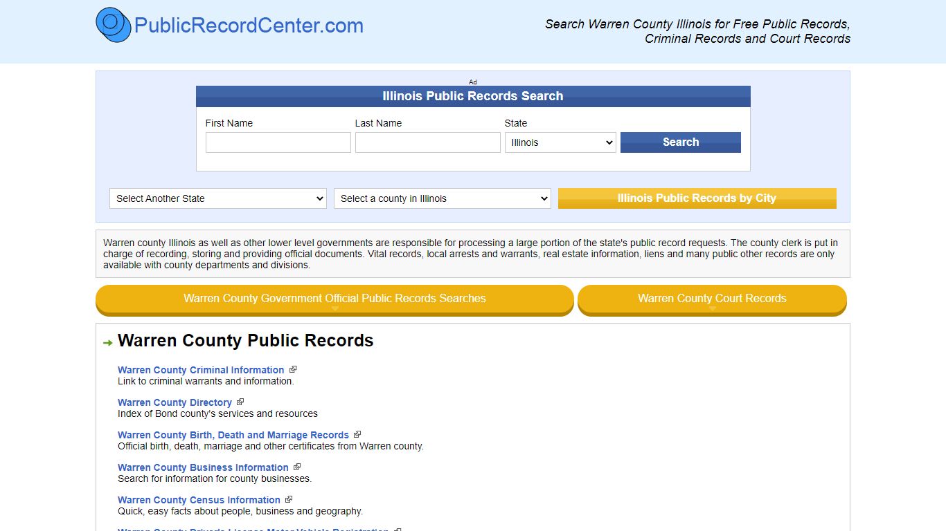 Warren County Illinois Free Public Records - Court Records ...